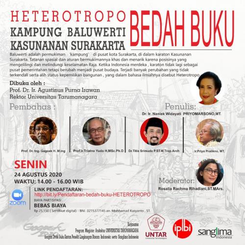 Dr.Titis Srimuda P.ST.,M.Trop.Arch Sebagai Pembahas dalam acara Bedah Buku Heterotropo Kampung Baluwerti Kasunanan Surakarta