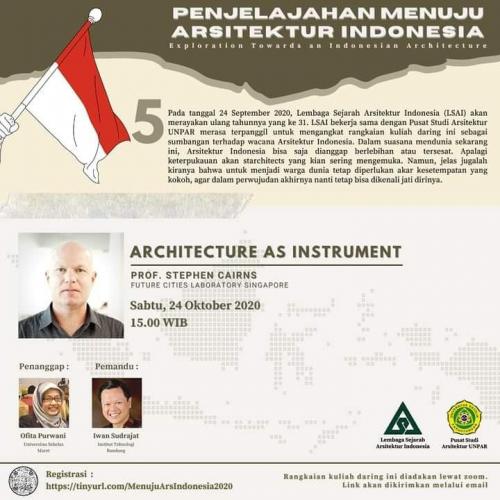 Poster Penjelajahan Menuju Arsitektur Indonesia UNPAR LSAI
